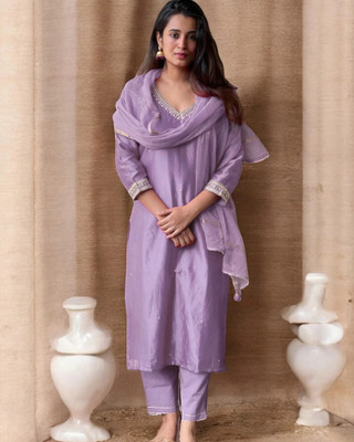 ORRIYA Self Design Kurta, Trouser/Pant & Dupatta Set