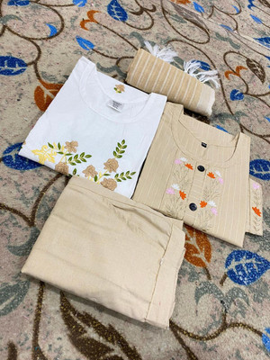 fabrictextile Self Design Kurta, Trouser/Pant & Dupatta Set