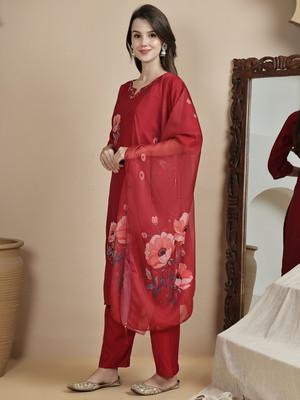KRIPA CREATION Floral Print Kurta, Trouser/Pant & Dupatta Set