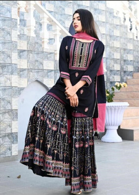 badodiya's Printed Kurta, Sharara & Dupatta Set