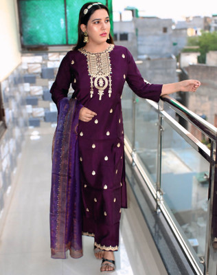 Tasrika Embellished, Embroidered Kurta, Salwar & Dupatta Set
