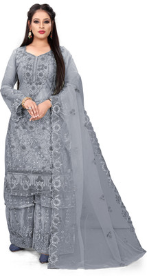 SHREENATHJI WORLD Embroidered Kurta, Palazzo & Dupatta Set