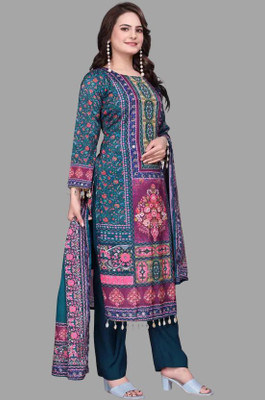 BLOOMORAA FASHION Floral Print Kurta, Churidar & Dupatta Set
