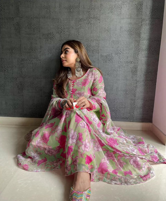 Fancy Fab Embroidered Kurta, Palazzo & Dupatta Set