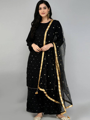 jenswi Embellished Kurta, Palazzo & Dupatta Set