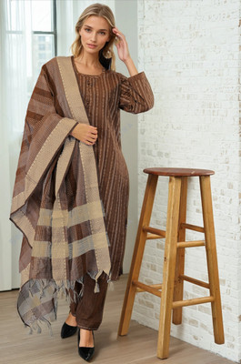 Vibrant Gaze Striped Kurta, Trouser/Pant & Dupatta Set