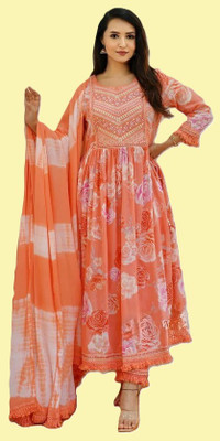 PRAVIK Floral Print, Embroidered, Self Design Kurta, Trouser/Pant & Dupatta Set