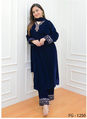 Krishna Apparels Embroidered Kurta, Trouser/Pant & Dupatta Set