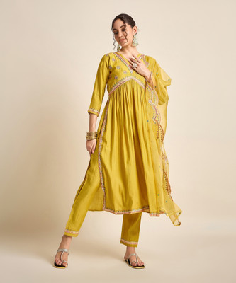 SheWill Embroidered Kurta, Trouser/Pant & Dupatta Set
