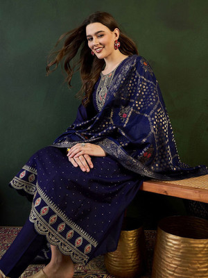 Sangria Embroidered Kurta, Trouser/Pant & Dupatta Set