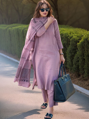 JAINICA Solid Kurta, Trouser/Pant & Dupatta Set