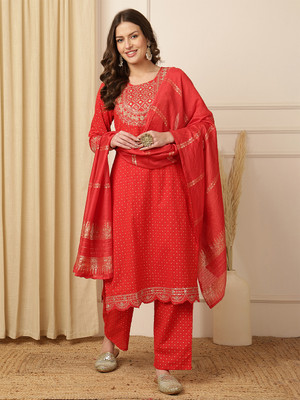 ANOUK Embroidered Kurta, Trouser/Pant & Dupatta Set