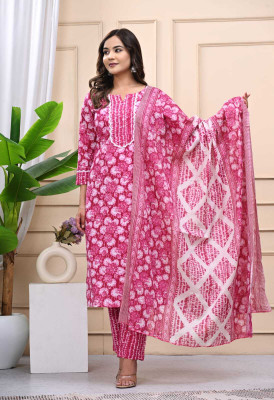 Shivaradhya Designers Printed Kurta, Trouser/Pant & Dupatta Set