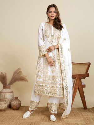 AMALAK Embroidered, Embellished Kurta, Trouser/Pant & Dupatta Set