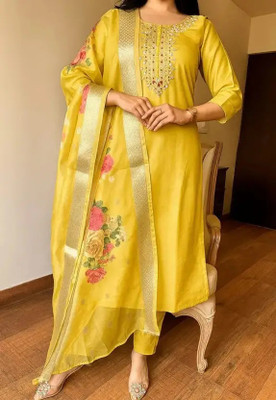 ROZRI Embroidered, Printed Kurta, Trouser/Pant & Dupatta Set