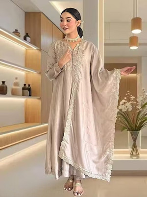 PRISTINO Embroidered Kurta, Trouser/Pant & Dupatta Set
