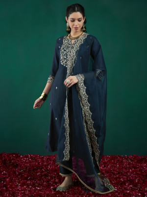 STAVROZ FASHION Embroidered Kurta, Trouser/Pant & Dupatta Set