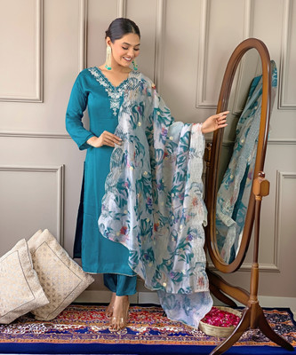 KYADA FAB Embroidered Anarkali Kurta, Bottom & Dupatta Set