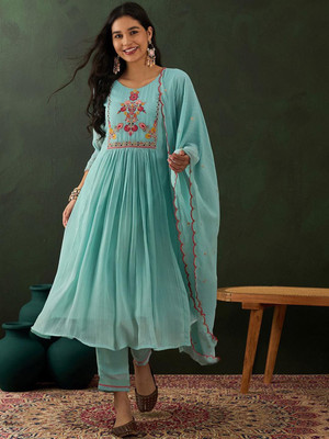 Kvsfab Embroidered Kurta, Trouser/Pant & Dupatta Set