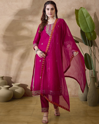 SheWill Embroidered Kurta, Trouser/Pant & Dupatta Set
