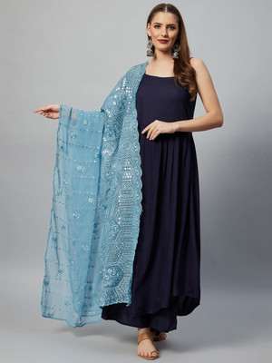 InWeave Solid Kurta, Palazzo & Dupatta Set
