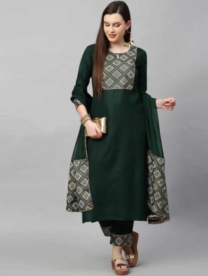 CLAVINET Printed Kurta, Sharara & Dupatta Set