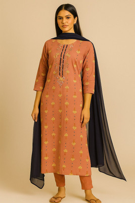 Rijak Creations Striped Kurta, Salwar & Dupatta Set