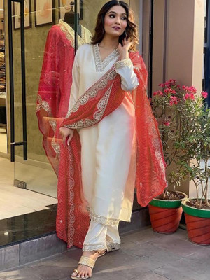 LuGruCollection Embroidered Kurta, Trouser/Pant & Dupatta Set