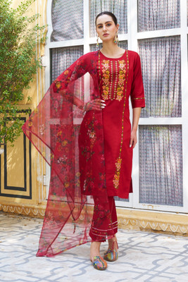 VredeVogel Embroidered Kurta, Trouser/Pant & Dupatta Set