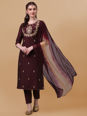 berrylicious Embroidered Kurta, Trouser/Pant & Dupatta Set