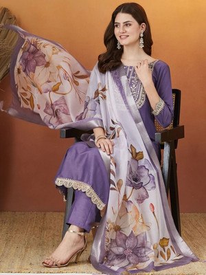 HOCC Embroidered Kurta, Salwar & Dupatta Set