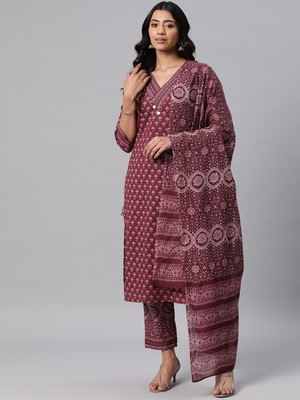 Readiprint Fashions Printed Kurta, Palazzo & Dupatta Set