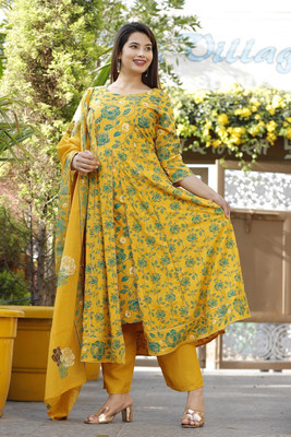 KROWFLY Solid Kurta, Trouser/Pant & Dupatta Set