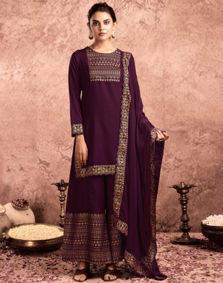 Skylee Embellished, Geometric Print Kurta, Trouser/Pant & Dupatta Set