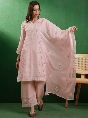Sangria Embroidered Kurta, Trouser/Pant & Dupatta Set