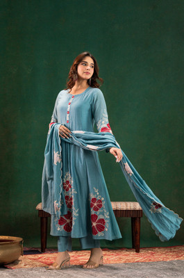 kiwastudio Embroidered Kurta, Trouser/Pant & Dupatta Set