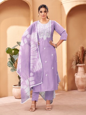 Delluna Embroidered Kurta, Trouser/Pant & Dupatta Set