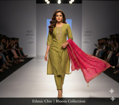 shhop Embroidered, Embellished Kurta, Trouser/Pant & Dupatta Set