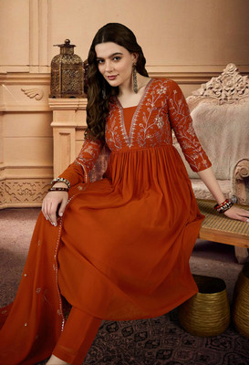 Tasrika Embroidered Kurta, Trouser/Pant & Dupatta Set