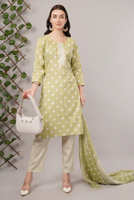 Eelika Polka Print Kurta, Trouser/Pant & Dupatta Set