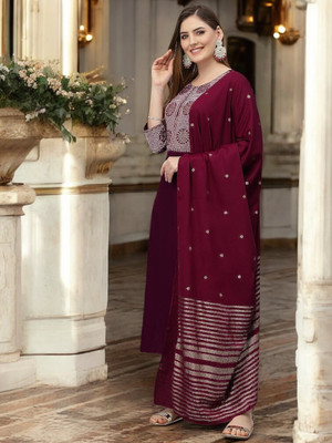 ORRIYA Polka Print Kurta, Trouser/Pant & Dupatta Set