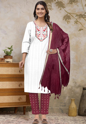 H.A TEXTILES Embroidered Kurta, Trouser/Pant & Dupatta Set