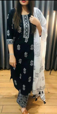 kcb Solid Kurta, Palazzo & Dupatta Set