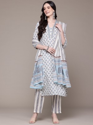 Readiprint Floral Print Kurta, Palazzo & Dupatta Set