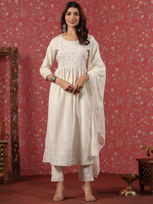 Readiprint Fashions Solid Kurta, Palazzo & Dupatta Set