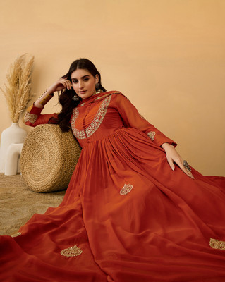 Sangria Embroidered Kurta, Trouser/Pant & Dupatta Set