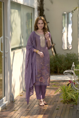 WOVEN STOCK Embroidered Kurta, Trouser/Pant & Dupatta Set