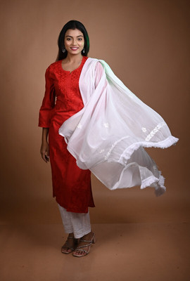 MALKIAT Embroidered Kurta, Trouser/Pant & Dupatta Set