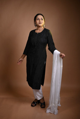 MALKIAT Embroidered Kurta, Trouser/Pant & Dupatta Set