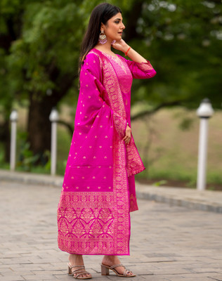 Tasrika Woven, Self Design Kurta, Salwar & Dupatta Set